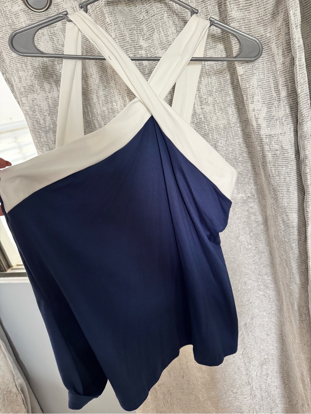 Navy and White Crossback Tank Top